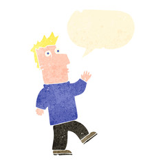 retro cartoon waving man