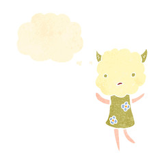 cute little cloud head monster retro cartoon
