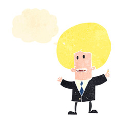 retro cartoon businessman with idea