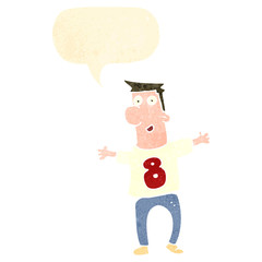 retro cartoon man in shirt number 8