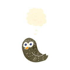 retro cartoon bird with thought bubble