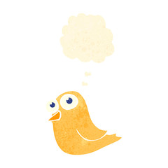retro cartoon bird with thought bubble