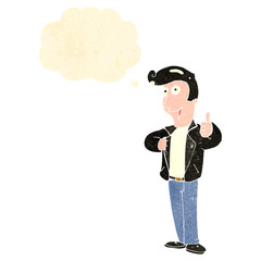 retro cartoon cool guy with thought bubble
