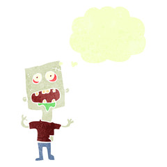 retro cartoon zombie with thought bubble