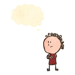 retro cartoon worried woman