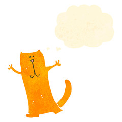 retro cartoon cat with thought bubble