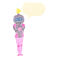 retro cartoon female astronaut