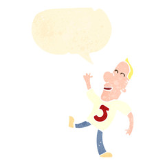 retro cartoon man with number five