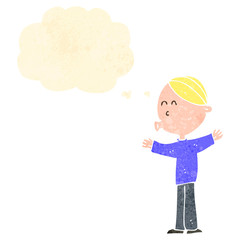 retro cartoon whistling boy