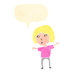 retro cartoon curious woman