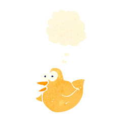 retro cartoon funny bird with thought bubble
