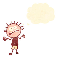 retro cartoon anxious man