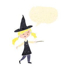 retro cartoon little witch