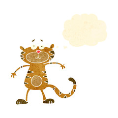retro cartoon tiger with thought bubble