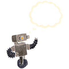 retro cartoon robot with thought bubble