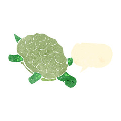 retro cartoon turtle with speech bubble