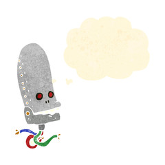 retro cartoon robot head with thought bubble