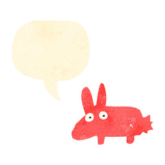 retro cartoon rabbit with speech bubble
