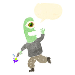 retro cartoon alien spaceman