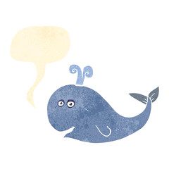 retro cartoon whale