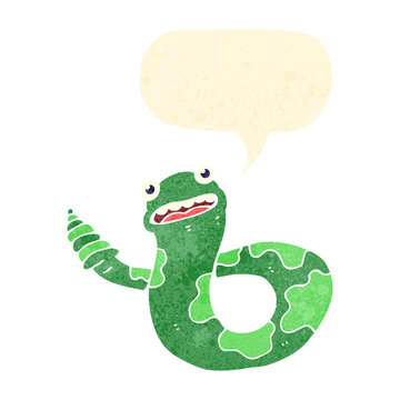 retro cartoon snake with thought bubble