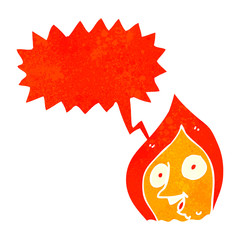 retro cartoon fire with speech bubble