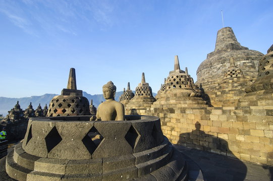 Early morning light at the temple complex of Borobodur, Java, Indonesia