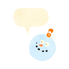 retro cartoon christmas bauble with face
