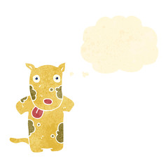 retro cartoon dog with thought bubble
