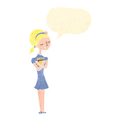 retro cartoon skinny blond student girl