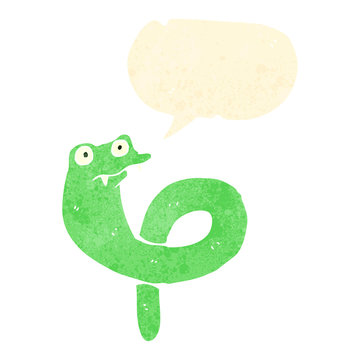 retro cartoon snake with speech bubble