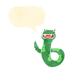retro cartoon snake with speech bubble