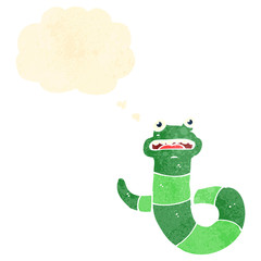 retro cartoon snake with thought bubble