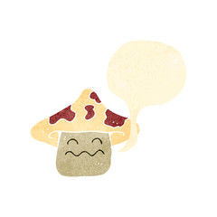 retro cartoon toadstool with speech bubble