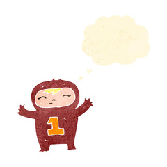 retro cartoon baby with thought bubble