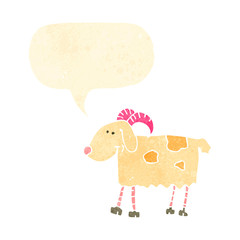 retro cartoon goat with speech bubble