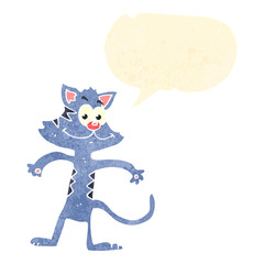 Obraz premium retro cartoon cat with speech bubble