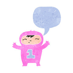 retro cartoon baby with speech bubble