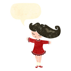 retro cartoon pretty girl with speech bubble