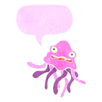 retro cartoon jellyfish