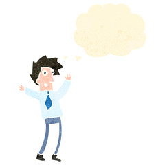 retro cartoon man with thought bubble