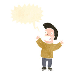 retro cartoon frightened man