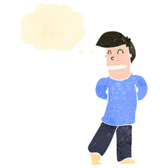 retro cartoon shy man