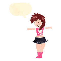 retro cartoon dancing rock girl