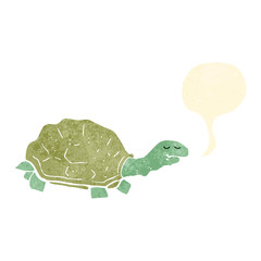 retro cartoon tortoise with speech bubble