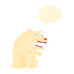 retro cartoon polar bear with thought bubble