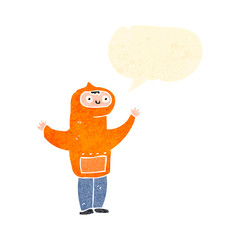 retro cartoon boy in hooded top