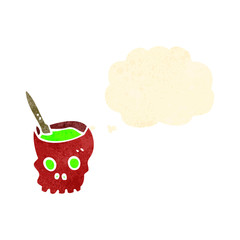 retro cartoon skull with thought bubble