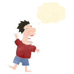 retro cartoon frightened man