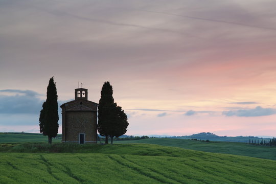 Capella di Vitaleta, Val d'Orcia, Province Siena, Tuscany